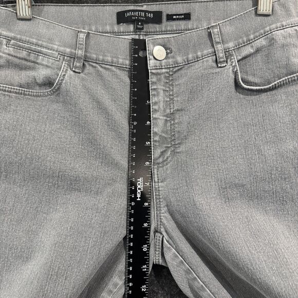 Lafayette 148 Pants Womens 6 Gray Mercer Slim Straight Stretch Denim Jeans - Picture 5 of 10